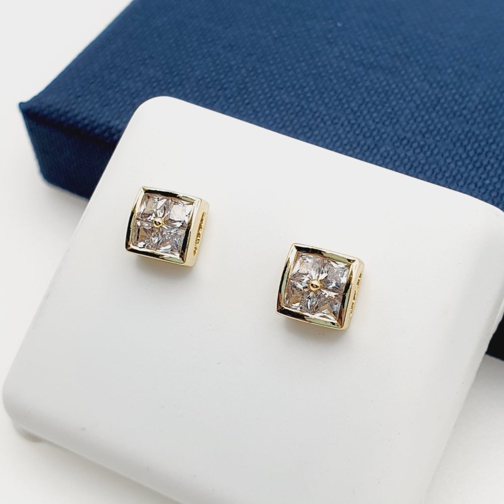 14K Gold Plated Cubic Zircon Earrings, INUS1BR037